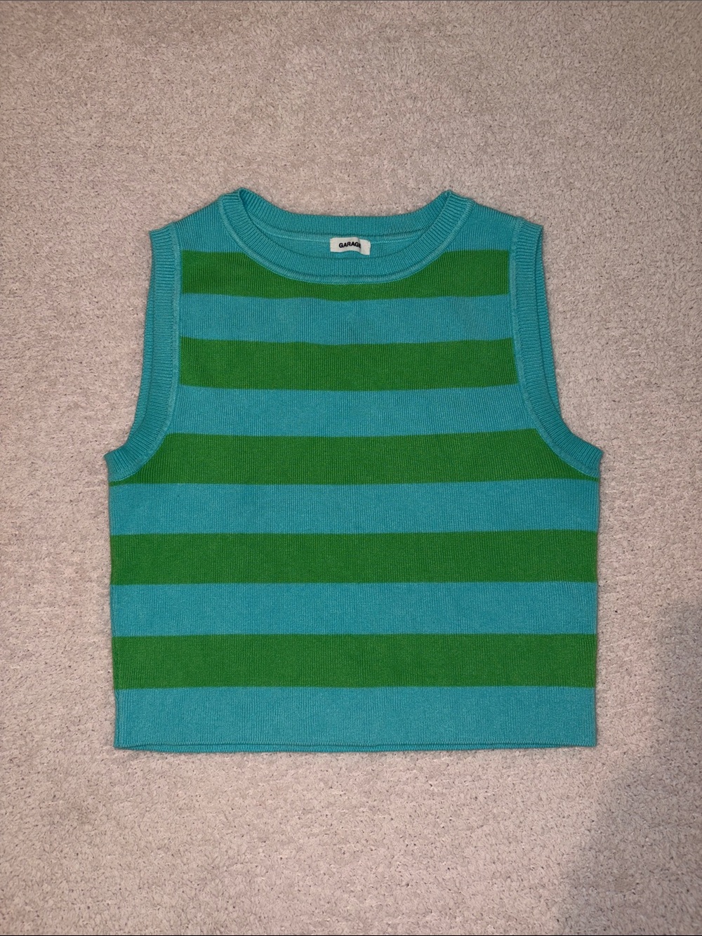 Garage Striped Knit Tank Top - Green & Teal